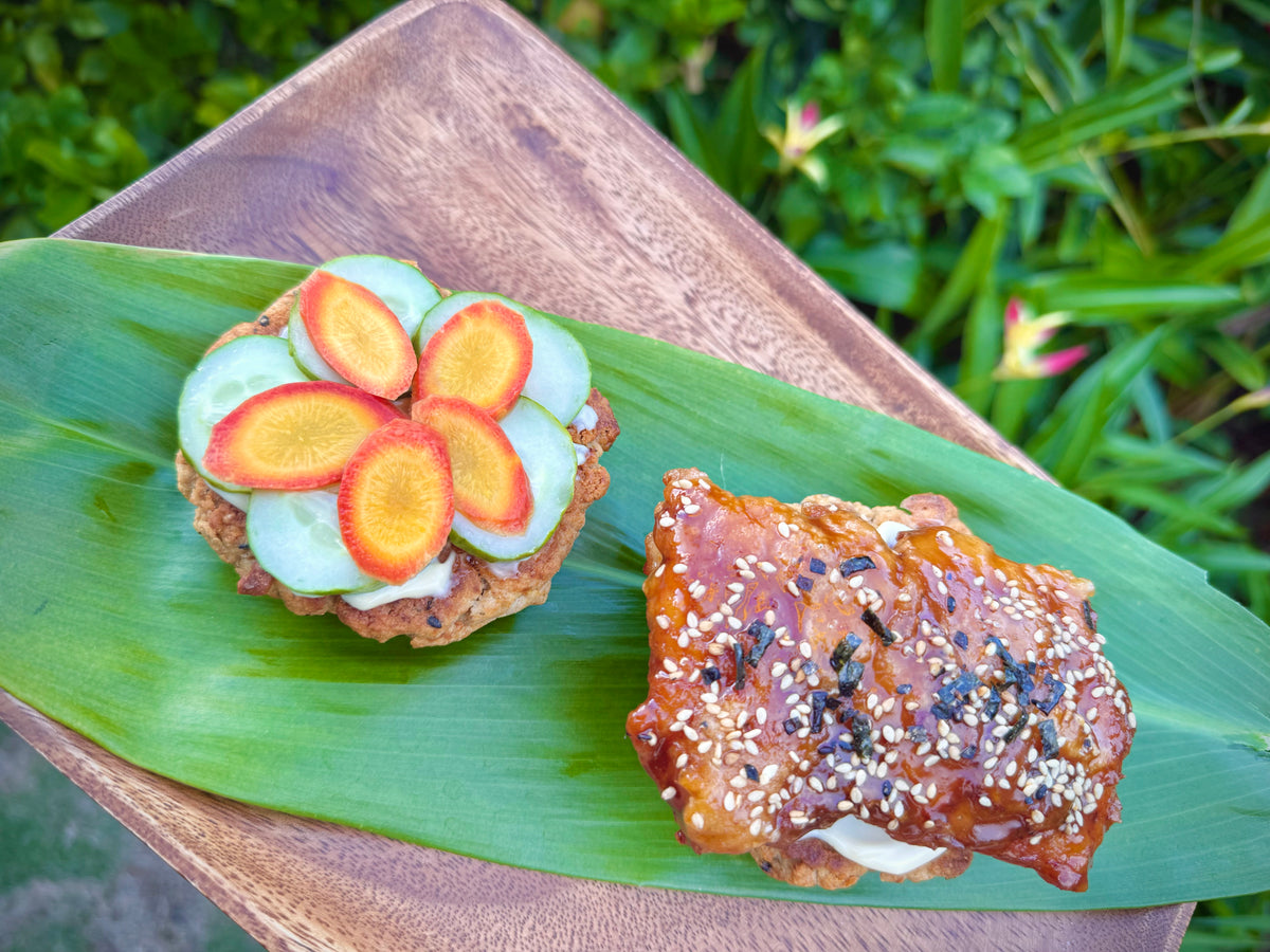 ‘Ulu Furikake Biscuit with Miso Teriyaki Fried Chicken &ndash; Hawaiʻi 'Ulu Co-op