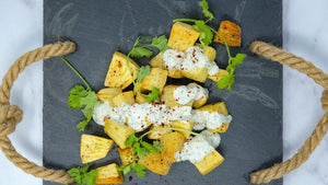 Roasted ʻUlu with Cilantro Yogurt Sauce