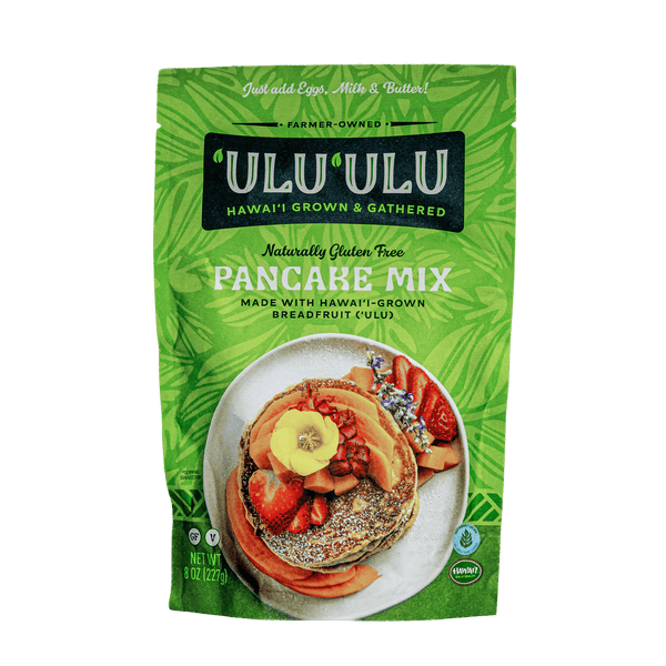 Retail ʻulu (breadfruit) pancake mix pouch — front