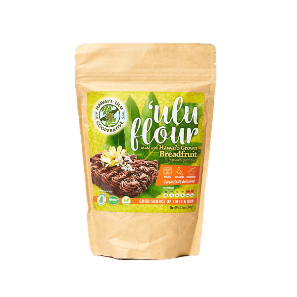 Package of ulu flour with a white background