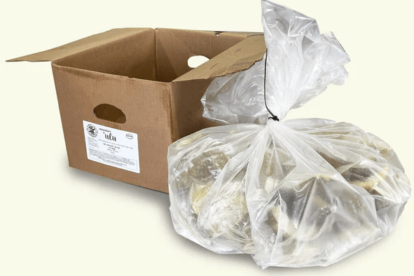 Case of sealed peeled mature ʻulu (breadfruit) quarters
